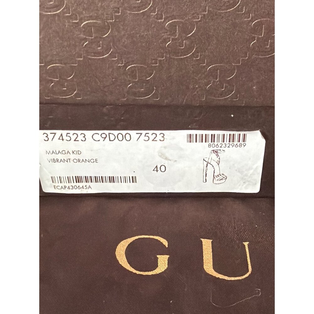 Gucci Malaga Kid Orange Leather Studded Platform Heels EU 40 Box Dust Bag w/COA - Picture 6 of 16
